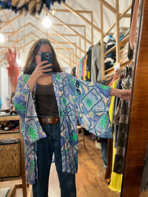 PRE ORDINE • Kimono fantasia azzurro