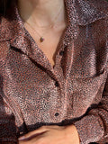 Camicia ampia seta devoré rosa/marrone
