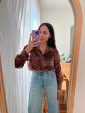 Camicia ampia seta devoré rosa/marrone