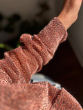Camicia ampia seta devoré rosa/marrone