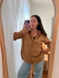 Camicia ampia ecopelle scamosciata