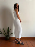 Top in maglia a coste bianco