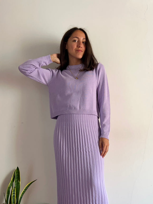 Maglione corto lilla