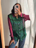 Camicia indiana modello maschile verde e violetto