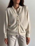 Cardigan bianco con colletto polo