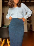 Gonna in maglia lurex blu