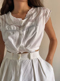 Camicetta bianca crop con pizzo