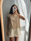 Maglietta pura seta beige
