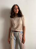 Maglia di cotone foglie beige