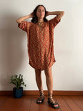 Abito maxi t-shirt seta mattone
