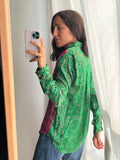 Camicia indiana modello maschile fuxia e verde