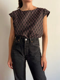 Maglietta jacquard nera e rosa