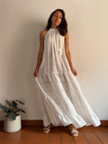 Abito con scollo americano pizzo di seta