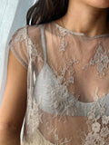 Maglietta pizzo beige