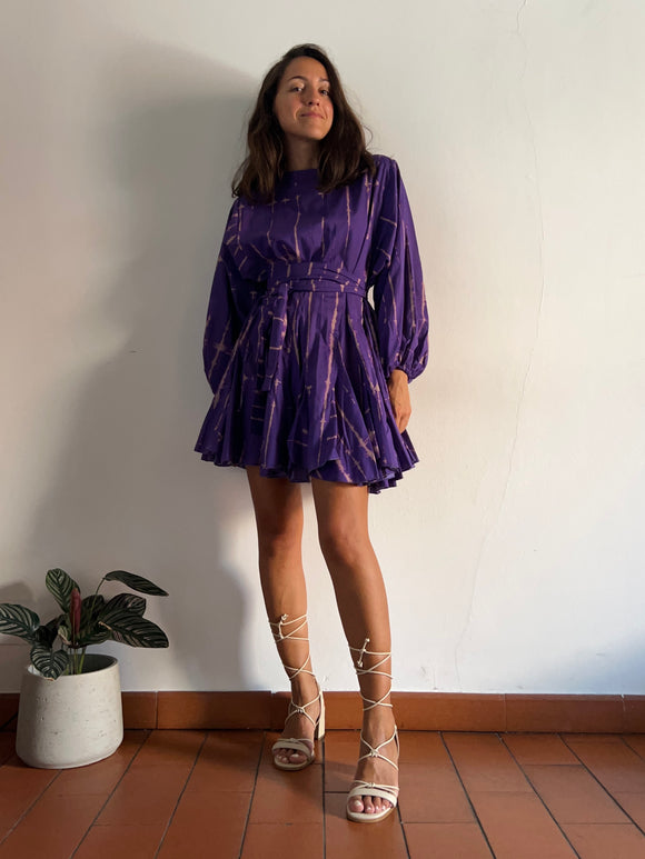 PRE ORDINE • Abito con cintura tiedye viola