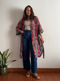 Kimono indiano rosso e blu