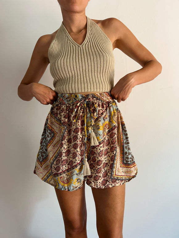 Pantaloncino di seta patchwork