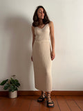 Gonna in maglia plissé beige