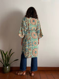 Kimono indiano beige e azzurro