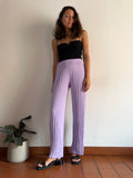 Pantalone plissé in maglia lilla