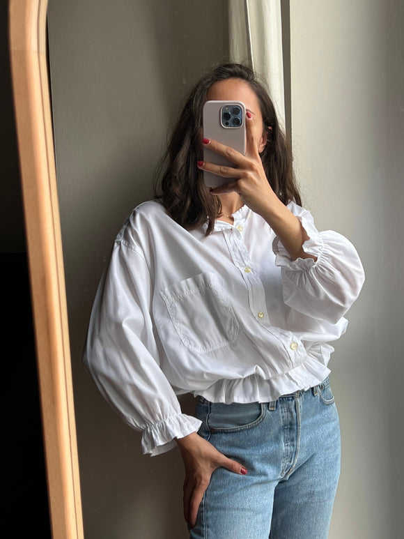 Camicia Gilbi bianca senza colletto