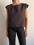Maglietta jacquard nera e rosa