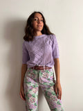 Maglia di cotone foglie lilla