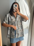 Camicia di seta patchwork chiara
