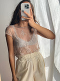 Maglietta pizzo beige
