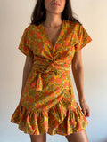 Top di cotone incrociato giallo