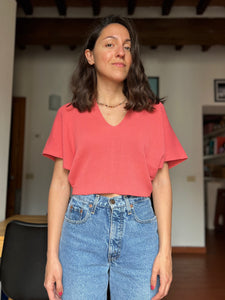 Maglia crop corallo