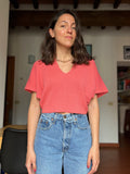 Maglia crop corallo