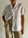 Camicia di lino bianca ricamata