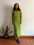 Gonna in maglia plissé pistacchio