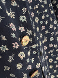 Camicia di seta blu fiorellini