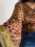 Camicia indiana incrociata oro fantasia rossa