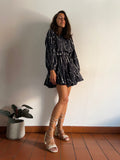 Abito con cintura tiedye nero