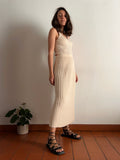 Gonna in maglia plissé beige