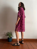 Abito maxi t-shirt seta ciclamino