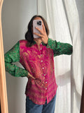 Camicia indiana modello maschile fuxia e verde
