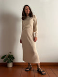Gonna in maglia plissé beige