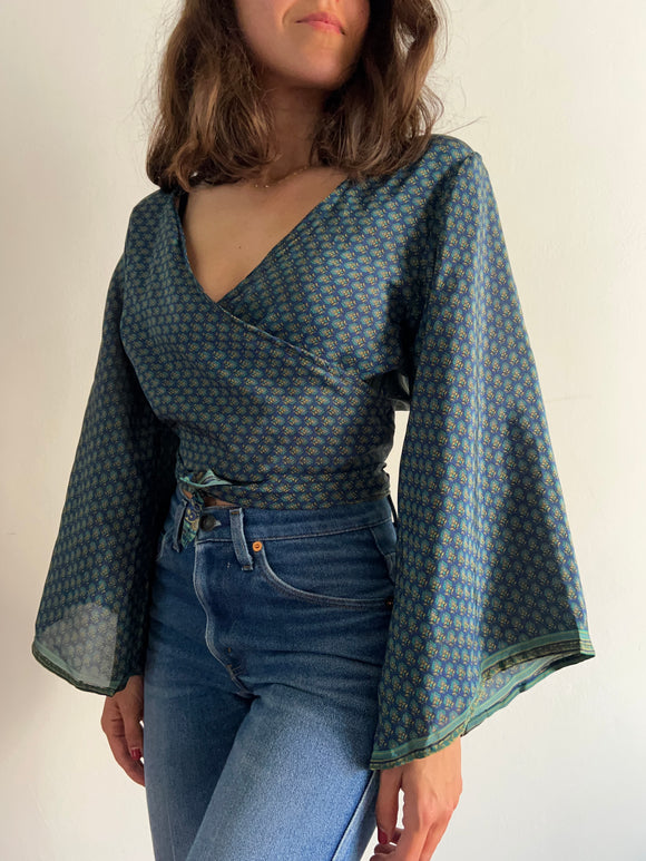 Camicia indiana incrociata blu