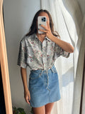 Camicia di seta patchwork chiara