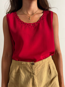 Top bordeaux scollo intrecciato