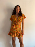 Top di cotone incrociato giallo