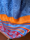 Gonna lunga pura seta blu e arancione
