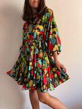 PRE ORDINE • Abito con cintura fiori accesi