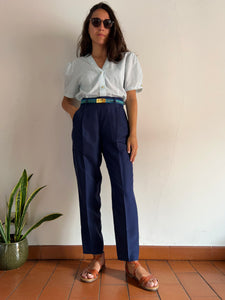 Pantalone di seta blu