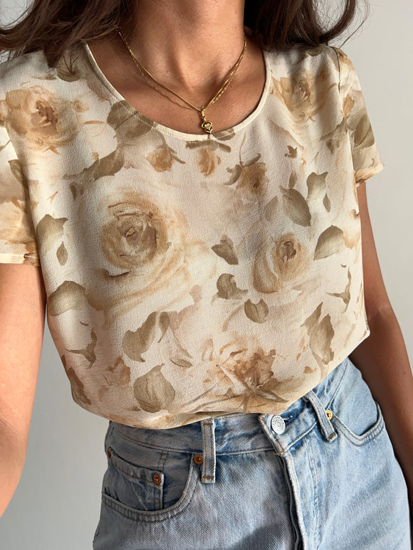 Blusa di seta fiorata