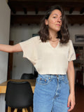 Maglia crop beige